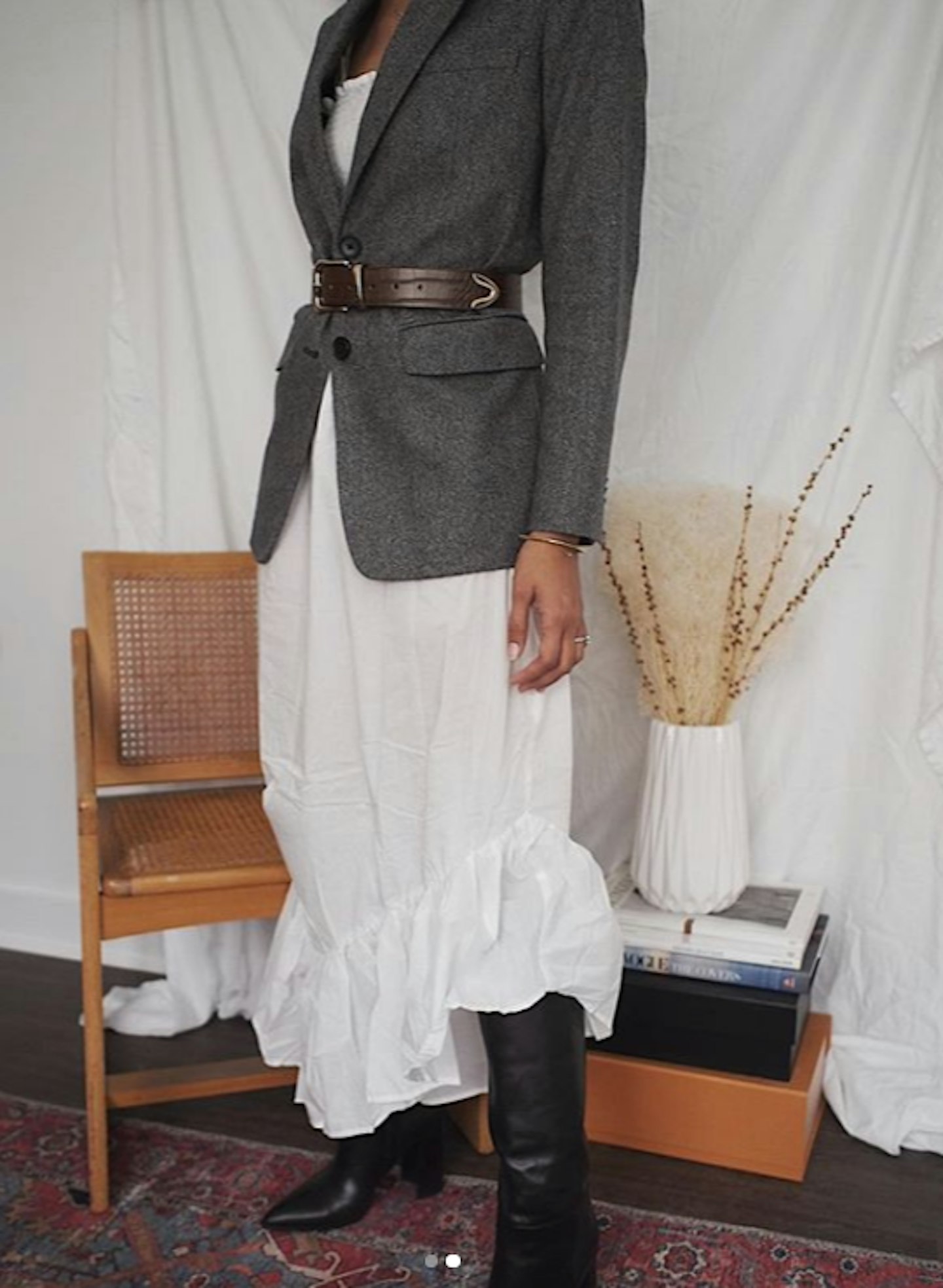 Tibi tablier store belted woven blazer